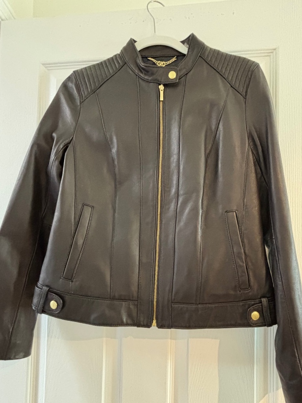 Women's Cole Haan Genuine Lambskin Bomber Jacket Size Medium